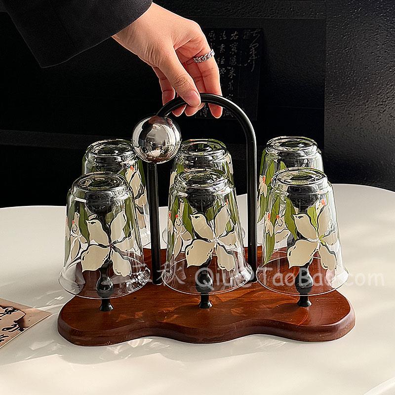 Sanq覆古高级感原野南栀耐热待客水杯套装杯具咖啡杯果汁杯牛奶杯