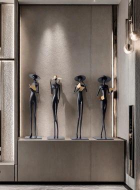 意式艺术看书人物雕塑摆件小众客厅玄关壁龛轻奢细长高级感工艺品