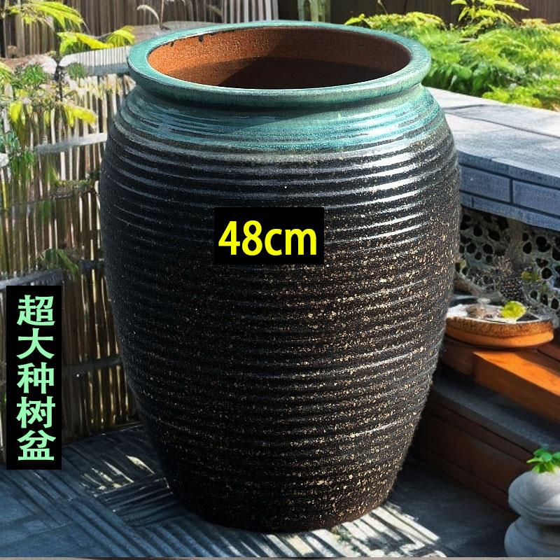 超大种树陶瓷花盆特大号透气粗陶罐景观盆龙血树陶盆落地户外花盆