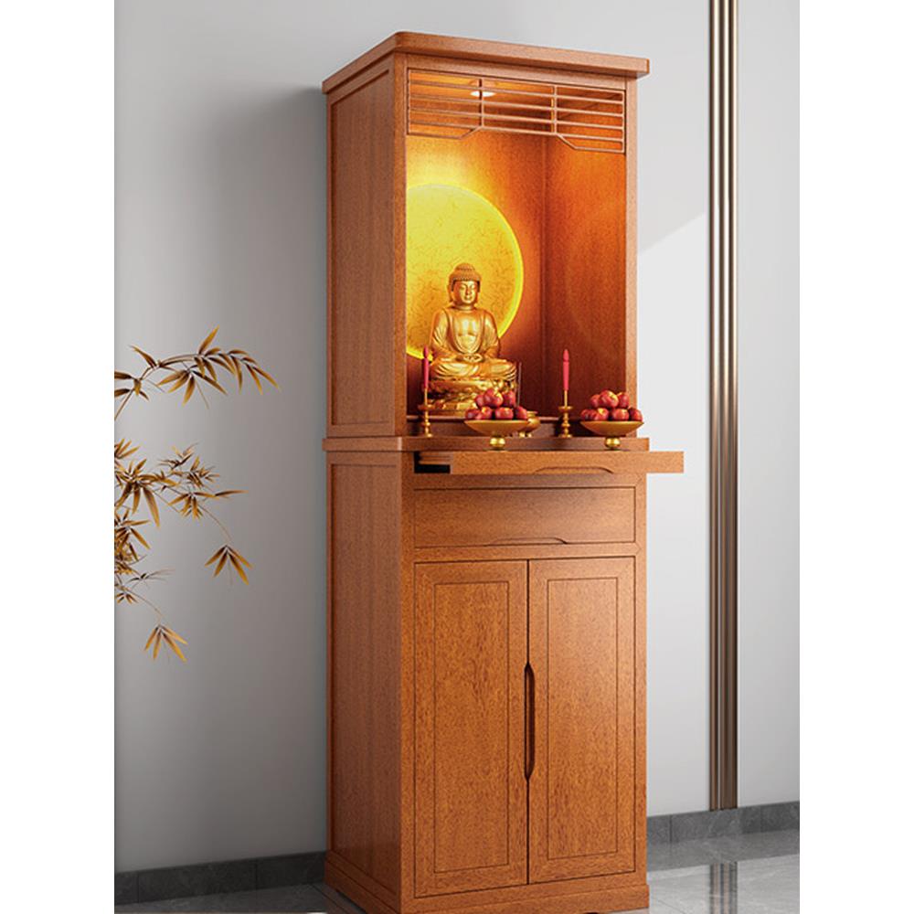 供桌家用佛龛实木财神台贡桌新中式带门关公菩萨神像香案立柜佛柜