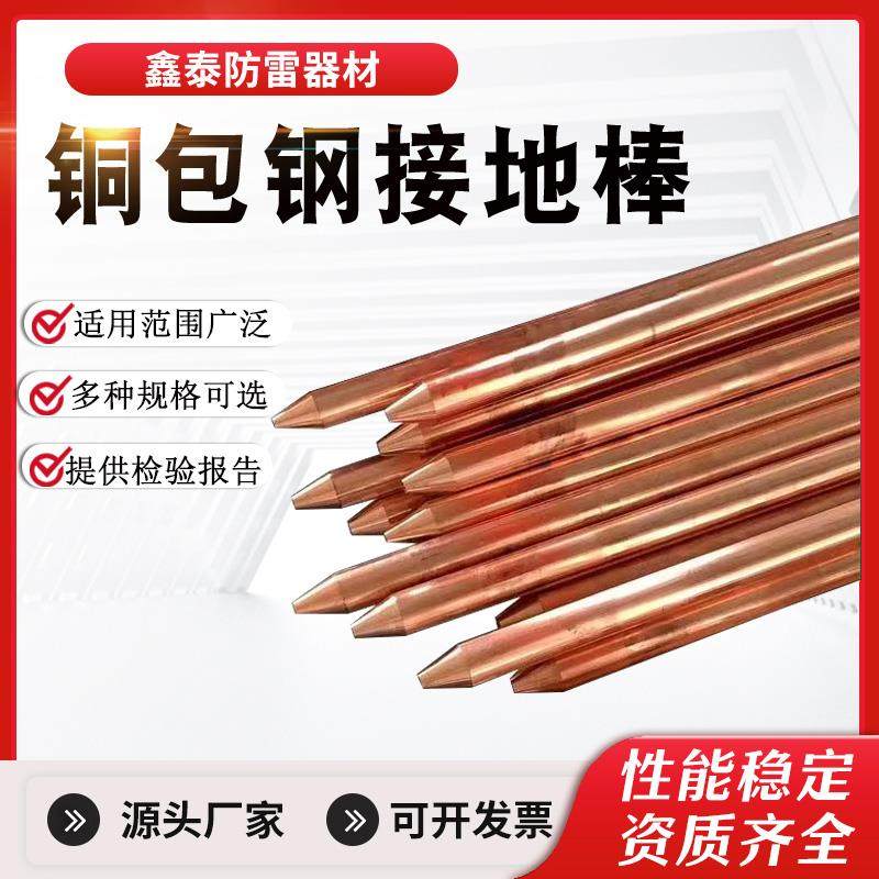铜包钢接地棒镀铜防雷接地极铜覆钢接地棒家用接地装置接地针