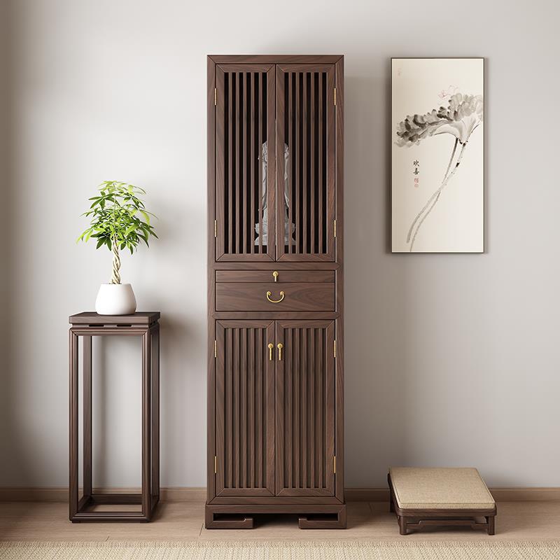 黑胡桃木佛龛新中式立柜佛台佛堂菩萨佛柜家用简约带门财神爷柜子