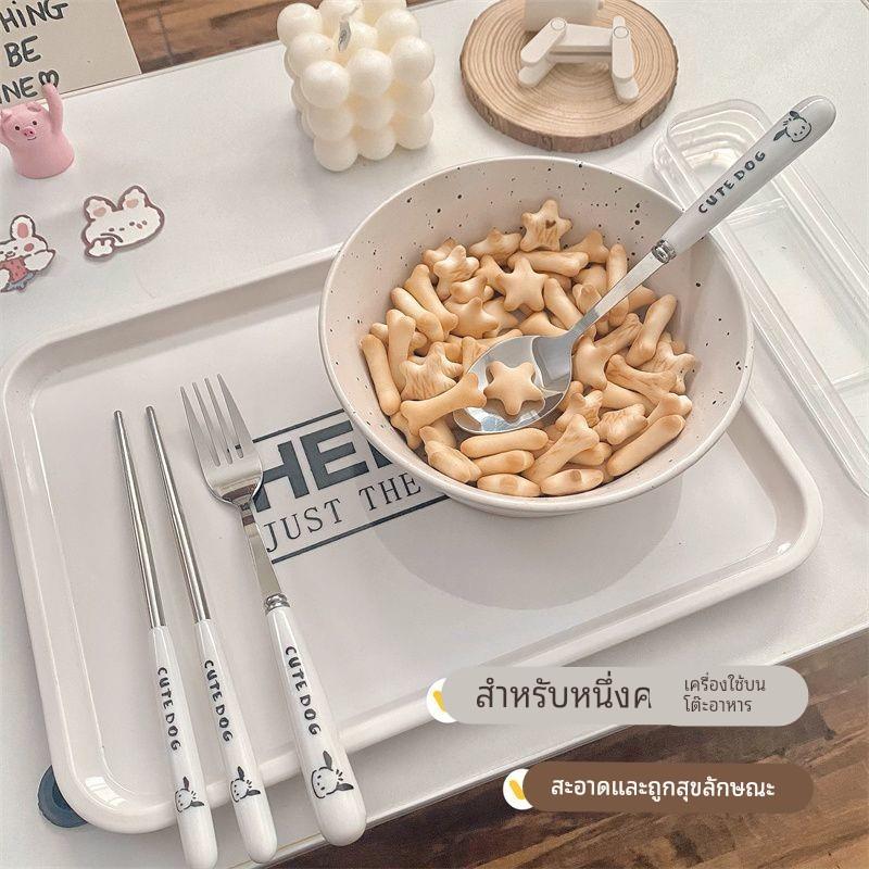 勺子ins高颜值筷子叉子三件套套盒学生便携式不锈钢餐具收纳盒