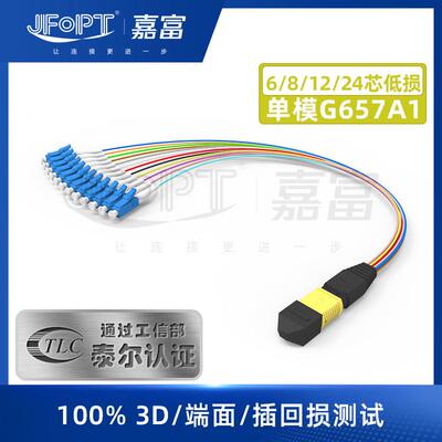 MPO-LC单模低损0.9短分支跳线 光纤厂MPO多芯连接器G657A1跳线