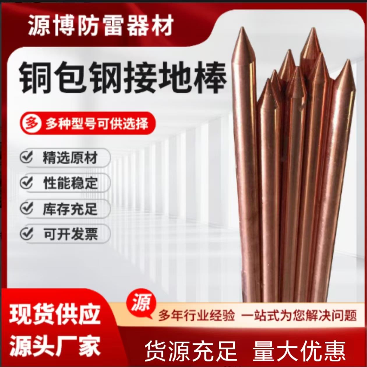 铜包钢接地棒 镀铜接地桩家用地线避雷接地针工地电力防雷接地棒