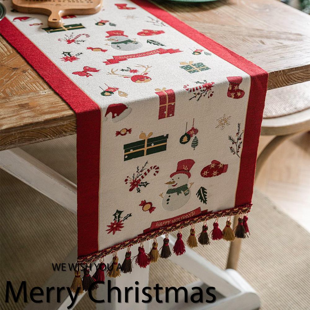 圣诞装饰品桌旗圣诞节场景布置氛围感轻奢高端美式高级感茶几桌布