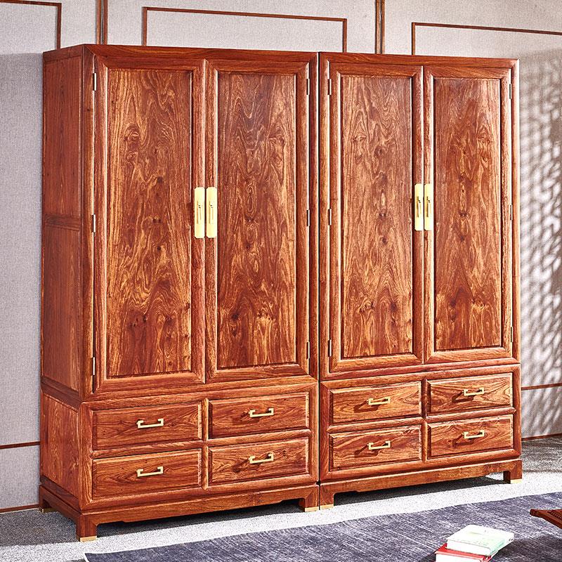 红木衣柜刺猬紫檀花梨木大衣柜卧室顶箱柜实木新中式衣橱四门衣柜