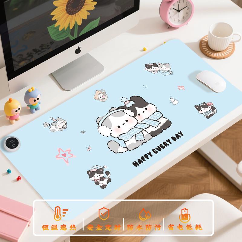 加热鼠标垫办公室桌面暖手垫左侧开关学生发热超大电热加热书桌垫