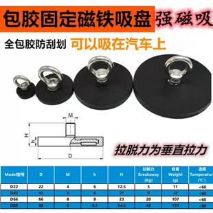 包胶磁铁吊环防刮划 D66户外车用固定帐篷绳索锚点晾晒 强力吸盘
