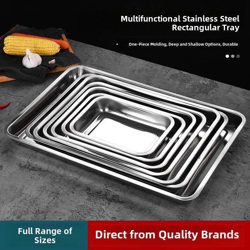 不锈钢托盘矩形商业家用方形盘子蒸鱼盘子蔬菜盘子饺子盘子蒸米饭,餐饮具,餐用托盘,淘宝优惠券,粉丝福利购,淘宝优惠卷