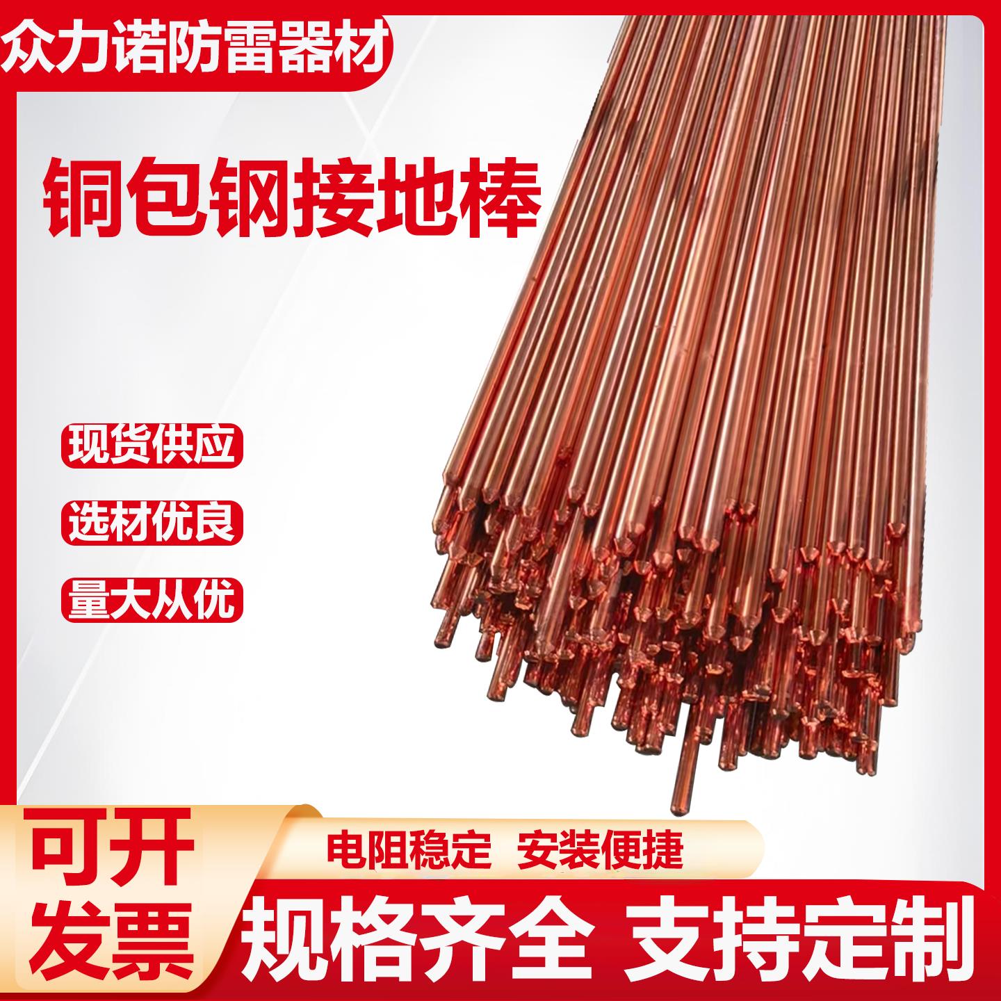 铜包钢接地棒铜覆钢接地装置镀铜家用室外地线地桩接地装置接地桩