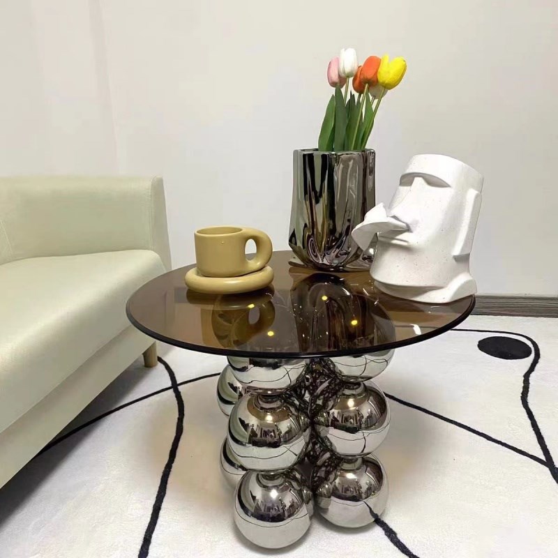 1MM厚高端茶色钢化玻璃酒店转盘高档圆餐桌饭店台面茶几桌面