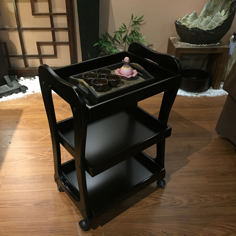 美容推车压缩实木三层美容车美容院小推车纹绣美甲工具手推车