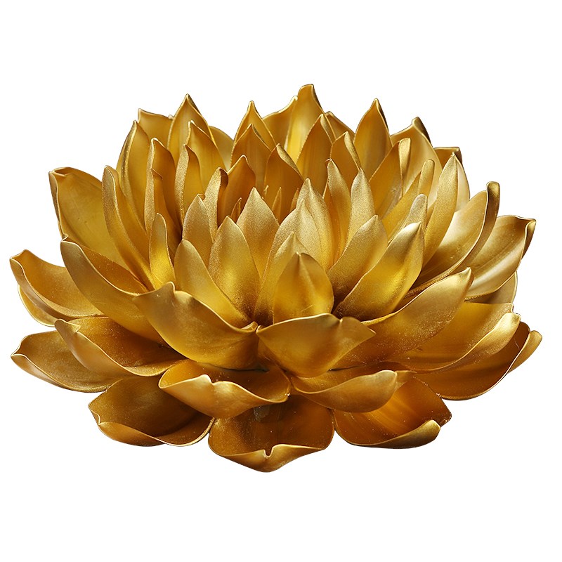东方泥土金色帝王莲花摆件中式陶瓷客厅室内玄关装饰工艺品线香插