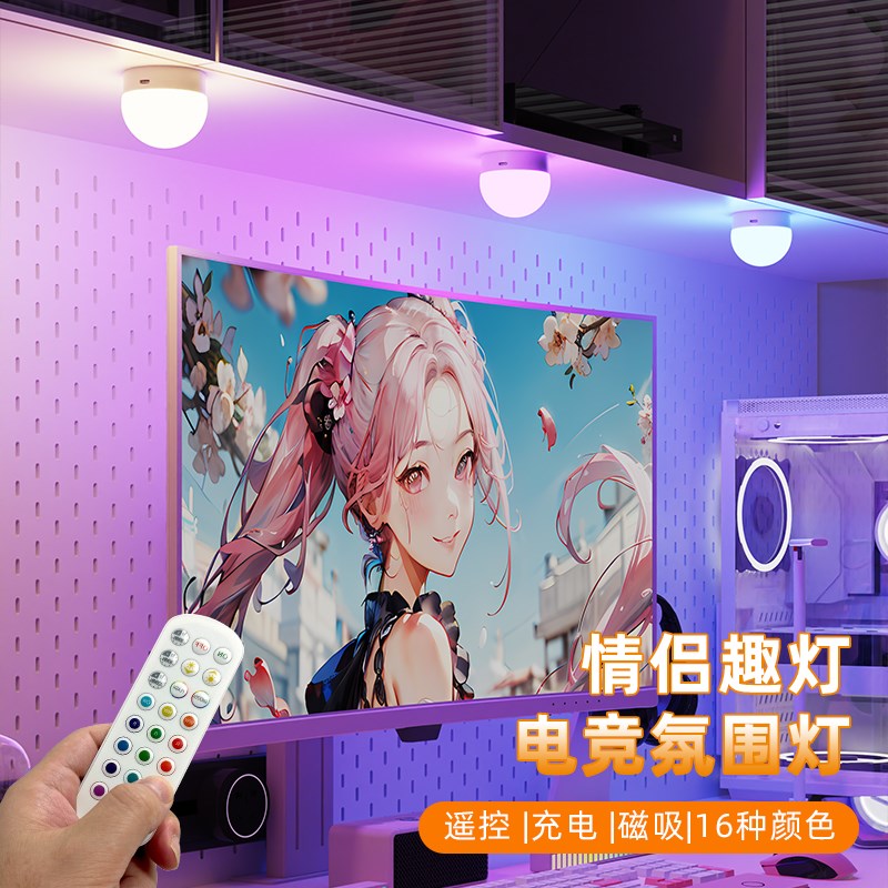 LED小夜灯氛围感浪漫情侣趣灯卧室睡眠灯遥控充电磁吸免布线壁灯