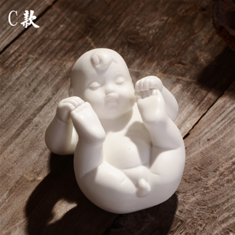 陶瓷人之初男孩小孩子宝宝雕像婚庆早生贵子娃娃手工白瓷家居摆件
