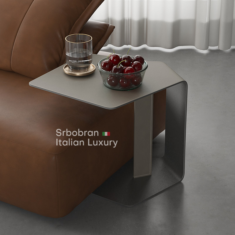 意式马鞍皮沙发边几边柜边桌客厅家用茶桌床头床边阳台小茶几桌子