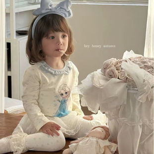 女宝宝卡通公主睡衣裤 家居服童装 套装 长裤 潮 长袖 儿童秋冬秋衣秋裤