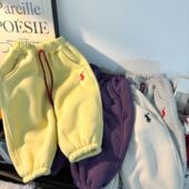 新款 洋气时尚 百搭男童女宝裤 加绒加厚女童儿童冬季 子运动裤