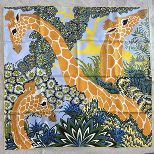 美惠三女神爱马女仕H家90cm方巾高档送礼桑蚕丝真丝装裱巾裱画巾