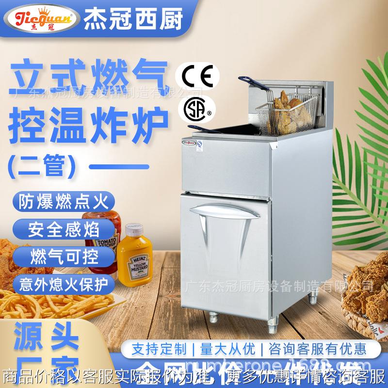 商用立式燃气控温炸炉GF-2G二管三管炸鸡块薯条油条单缸炸锅