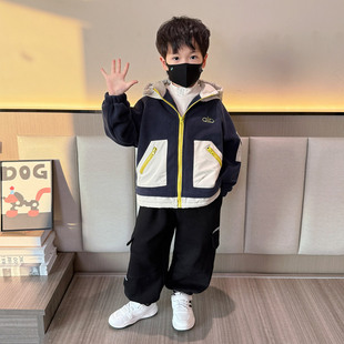 男童加绒外套秋冬2025新款 奥利绒衣服 儿童韩系痞帅上衣小男孩秋季