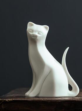 创意简约现代家居摆件陶瓷可爱小猫咪萌宠桌面盆景客厅软装装饰品