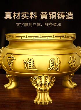铜香炉金玉堂满摆三足炉祠堂大号寺院供奉鼎佛FDU具铜香薰黄炉件