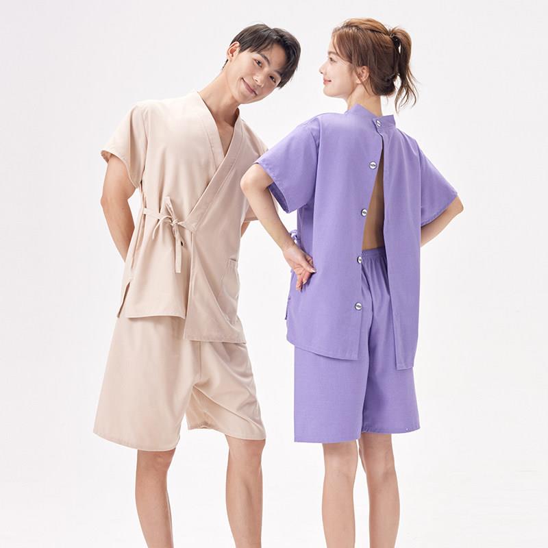 汗蒸服衫浴浴场按摩服套装男浴女浴衣场服6601浴场按摩艾灸服服开