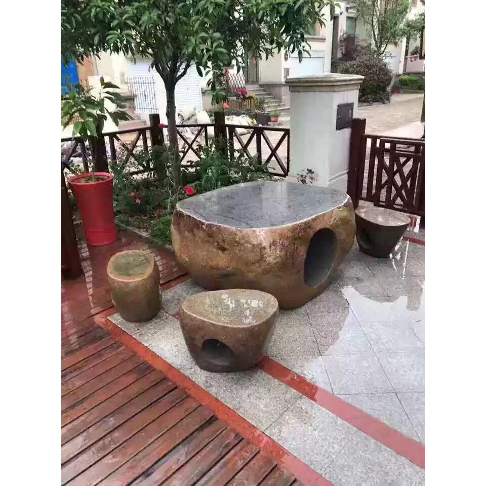 石石凳庭院套花园院子石一大理石石惠安石桌青头桌子户外天然石墩