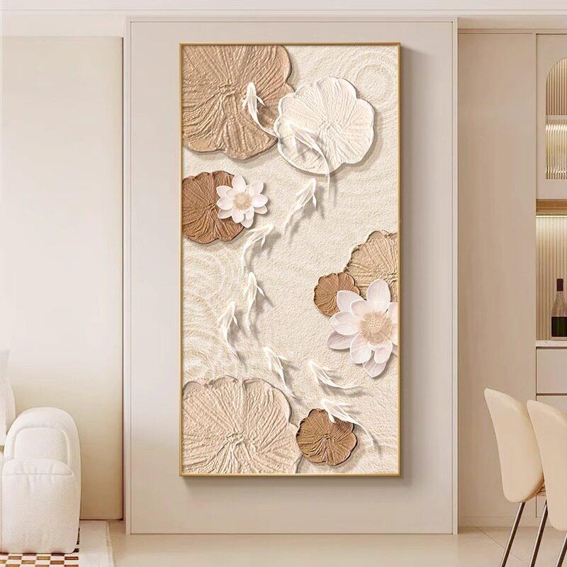 荷花鱼图玄关装饰画简约现代YH-1763客挂厅入门墙道壁画走廊过户