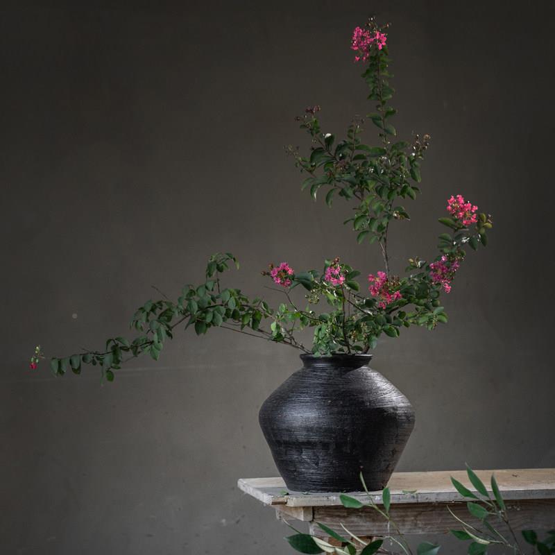 厅寂覆古新式陶罐侘风家居玄关摆件客中台面插TC40101花装饰品花