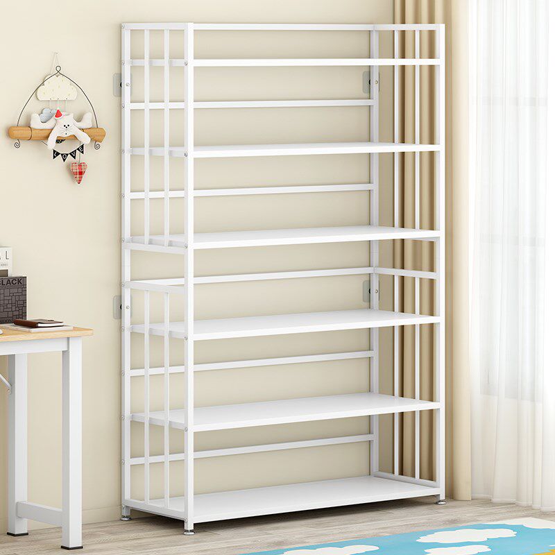 书架一体靠墙简易置物架落地多层客厅儿童书柜图书馆铁艺收纳架子