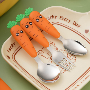 便携式餐具套装便携餐具勺子叉子刮泥勺三件套宝宝儿童学生可爱