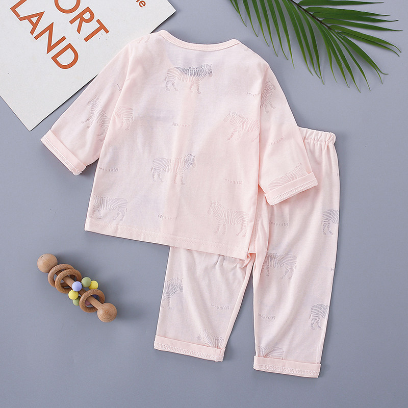 婴儿长袖空调服套装纯棉超薄款宝宝夏装防蚊防晒2件套家居服睡衣