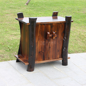 户外庭院碳化木储物柜实木玄关柜电视柜床头柜松木鞋 柜收纳柜柜子