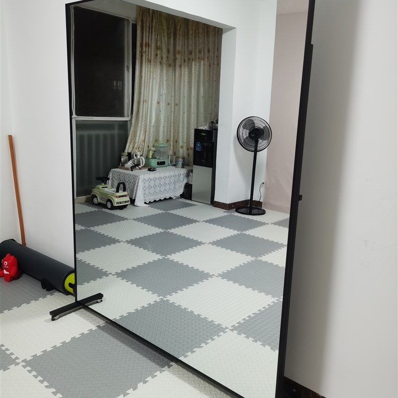 可移动舞蹈镜子超大全身落地镜瑜伽室健身房家用练舞跳舞镜带轮子