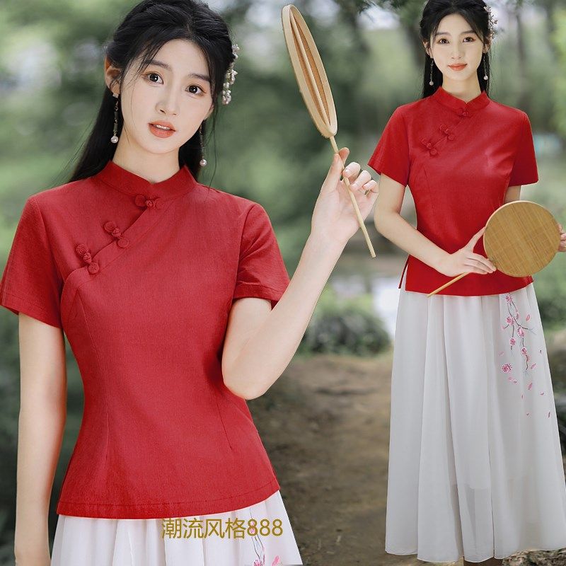 中国风新中式女改良旗袍两件套民国风唐装复古侧拉盘扣外嫁女上衣,女装/女士精品,上衣,淘宝优惠券,粉丝福利购,淘宝优惠卷