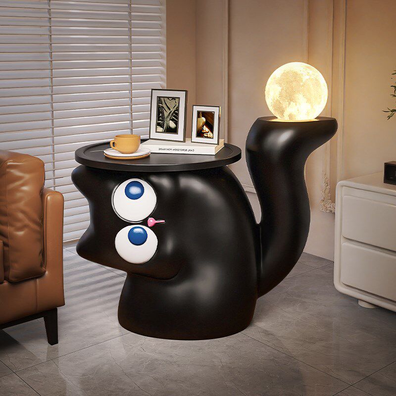 卡通猫咪沙发边几创意客厅可爱小茶几家用设计感置物边柜2024新款