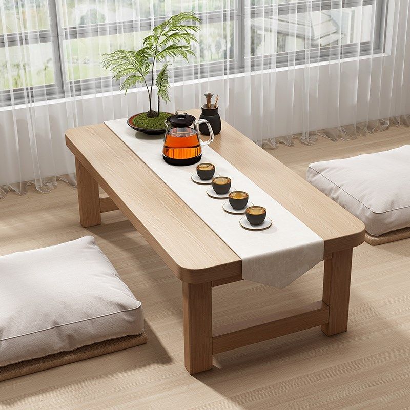 飘窗小桌子可折叠炕桌实木家用榻榻米小茶桌新中式茶室坐地小矮桌