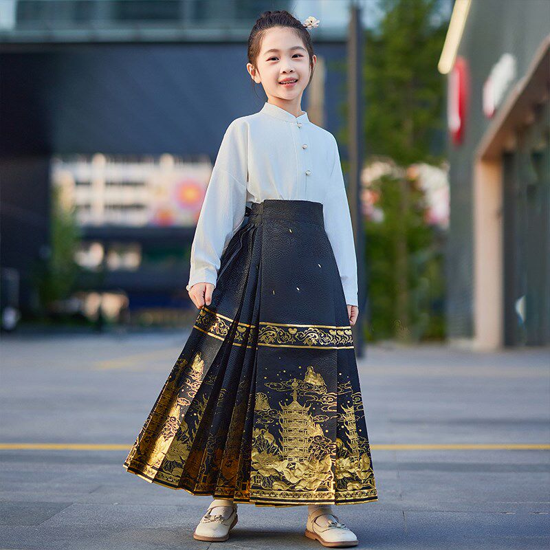 云华唐【烟雨楼台】儿童马面裙女春秋亲子母女套装新款中国风汉服