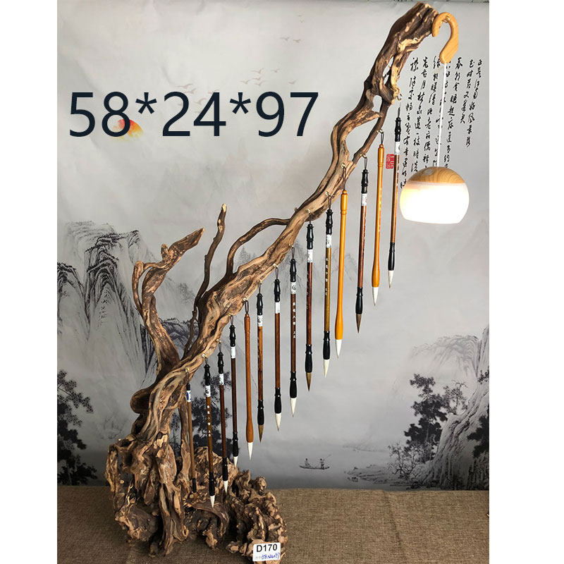 收藏款原生毛笔架笔挂笔架毛笔挂实木毛笔架子挂架文房四宝台灯