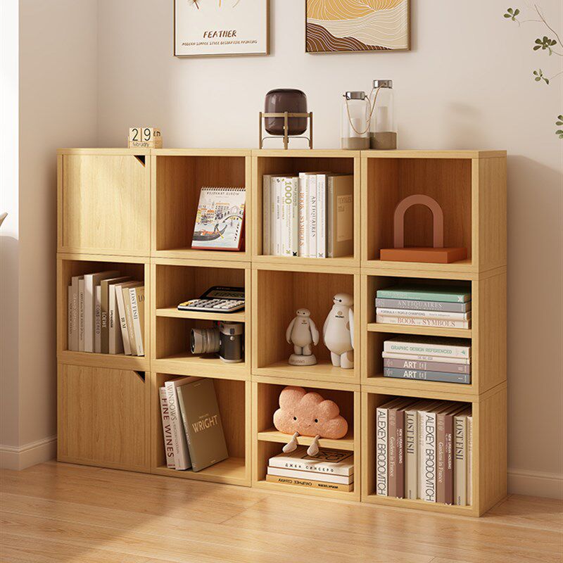 自由组合格子柜儿童储物柜小书架带门方格柜收纳展示柜简易书柜架