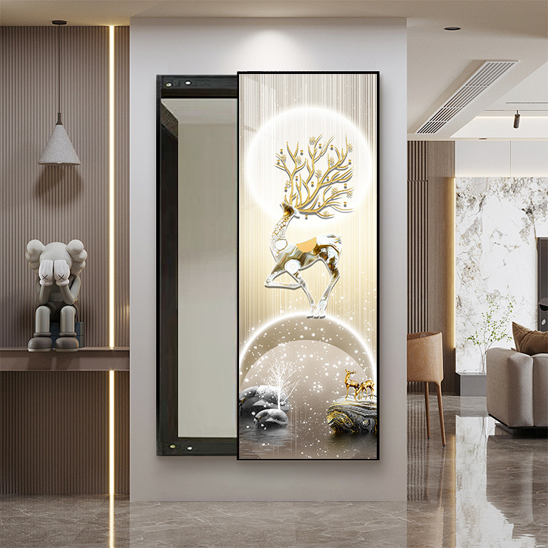 轻奢创意艺术隐形全身镜推拉隐藏式镜子卧室试衣镜壁挂家用穿衣镜