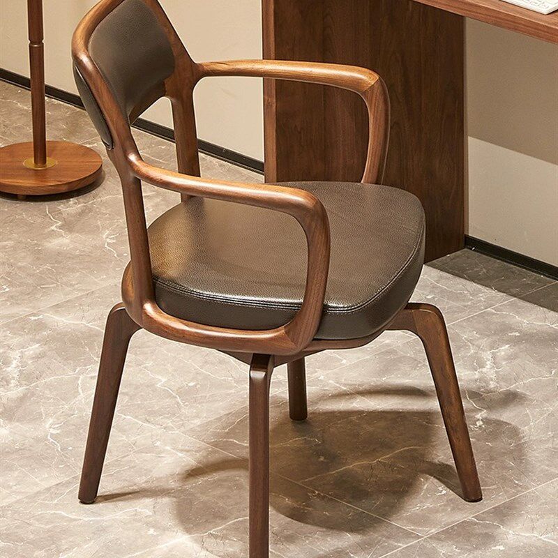 北美黑胡桃木电脑椅书椅书桌椅子书房带扶手靠背椅家用办公椅实木