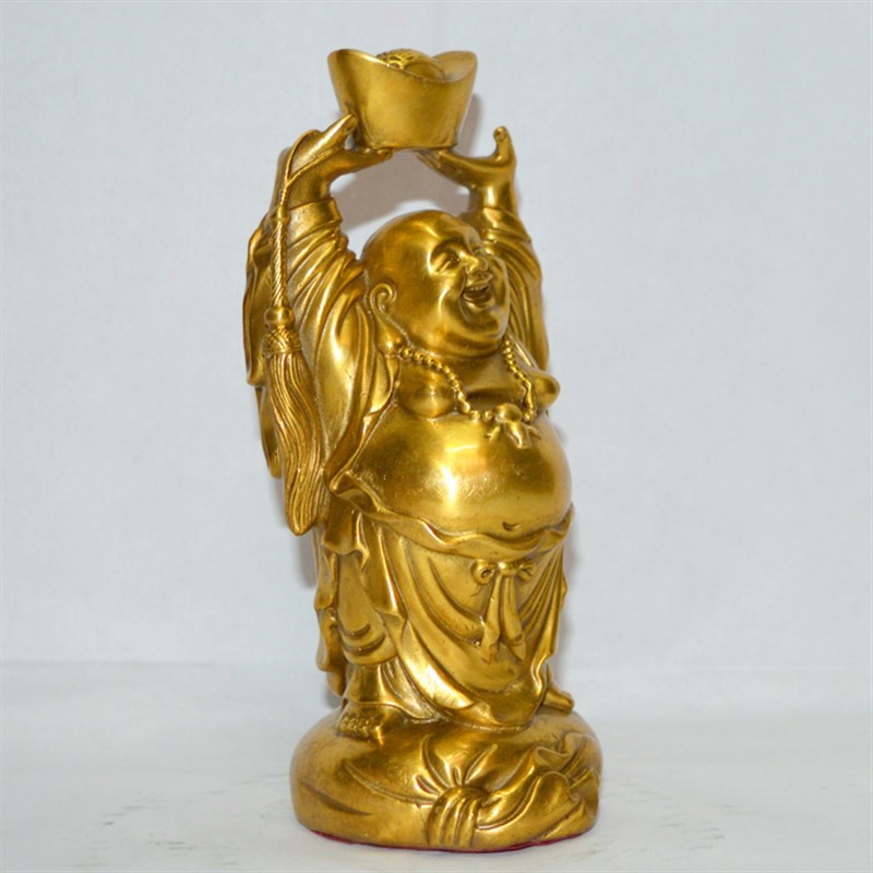 纯铜弥勒佛像供奉摆件大肚佛像手举元宝招财笑佛家用供奉佛像礼品