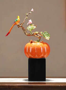 新中式喜上眉梢南瓜摆件客厅金属工艺品家居装饰品乔迁新居礼品