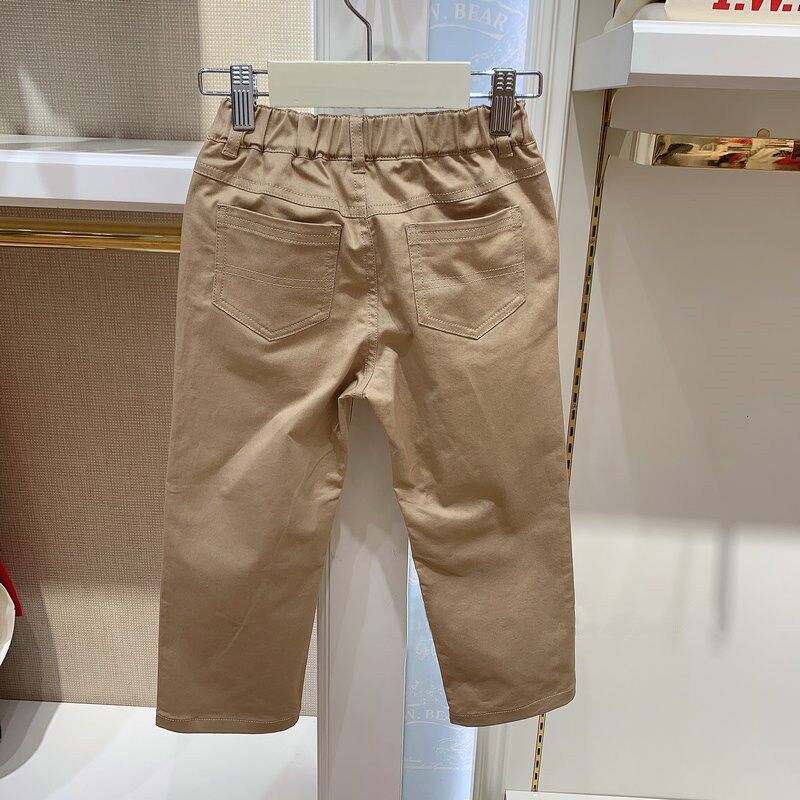男童休闲纯棉春秋长裤梭织卡其色裤子中大童洋气直筒裤