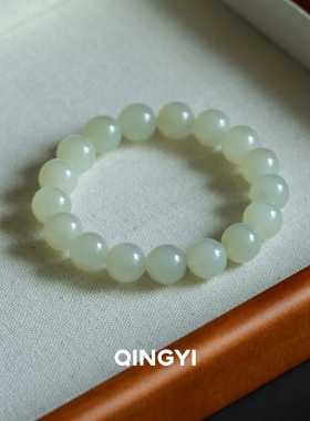 「素雅.之美」青海老矿料 冰白玉素圈手串 和田玉羊脂白玉手链