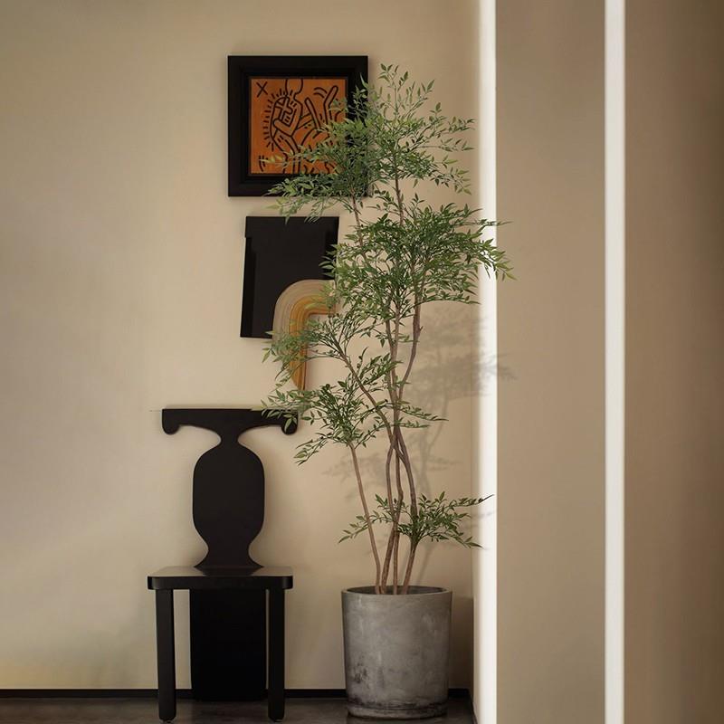 彷真绿色植物南天竹装盆格栽地民宿风软假植物诧寂风TGW假树落装